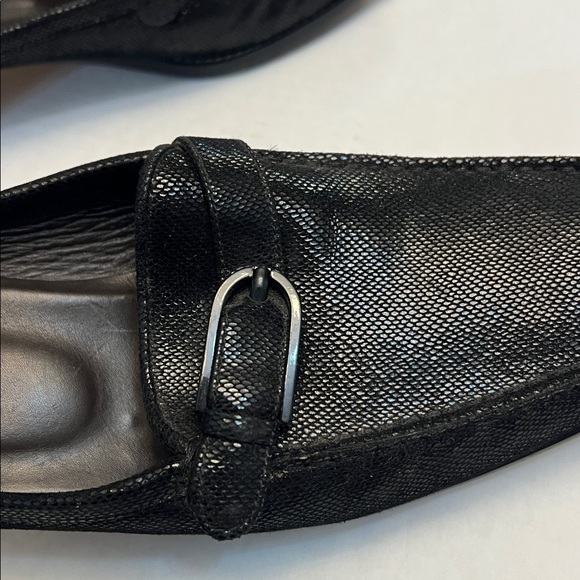 STUART WEITZMAN BLACK LEATHER MULES /SLIDES BLACK HEELS 9 - Picture 7 of 16